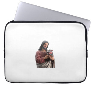 Jesus Holding Moo Deng the Pygmy Hippo Classic Art Laptop Sleeve