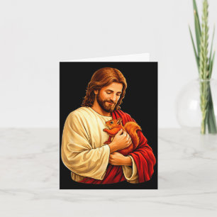 Jesus holding squirrel christian card