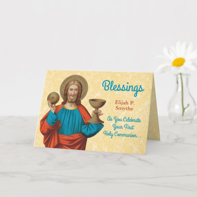 Jesus Holding Up the Eucharist (SNV 050) Card (Small Plant)