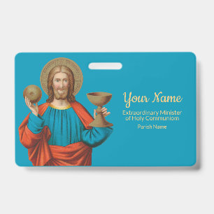 Jesus Holding Up the Eucharist (SNV 050) ID Badge