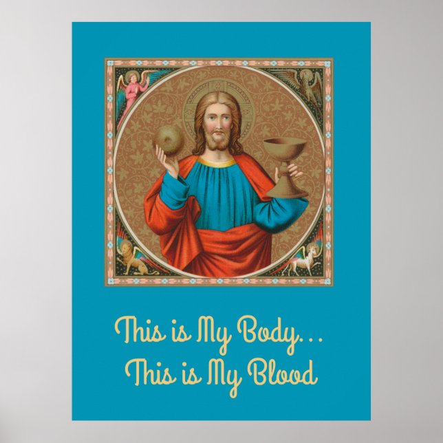 Jesus Holding Up the Eucharist (SNV 050) Poster (Front)