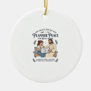 Jesus Homeschool Mum Planner Shirt Faith Based Des Ceramic Tree Decoration