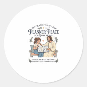 Jesus Homeschool Mum Planner Shirt Faith Based Des Classic Round Sticker