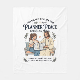 Jesus Homeschool Mum Planner Shirt Faith Based Des Fleece Blanket