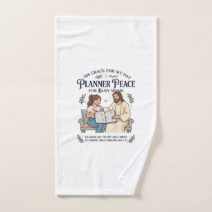 Jesus Homeschool Mum Planner Shirt Faith Based Des Hand Towel