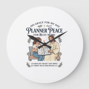 Jesus Homeschool Mum Planner Shirt Faith Based Des Large Clock
