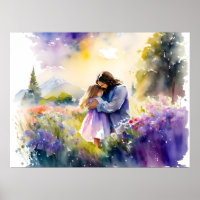 Jesus Hugging A Girl In The Flower Garden