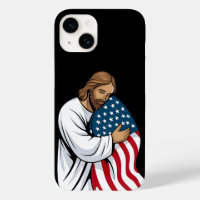 Jesus hugging American flag
