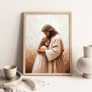 Jesus Hugging Little Girl, Christian Art, Jesus Pa Poster