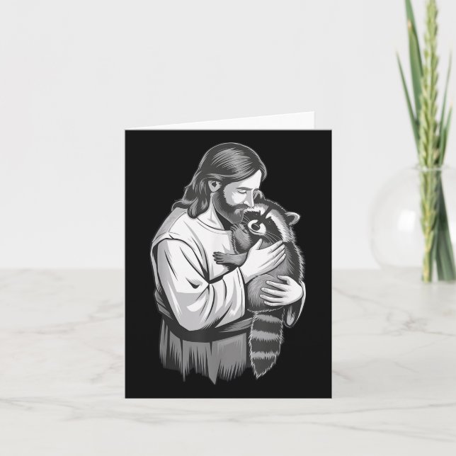 Jesus Hugging Racoon _1  Card (Front)