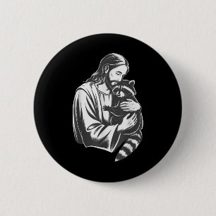 Jesus Hugging Racoon 6 Cm Round Badge