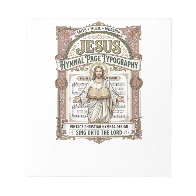 Jesus Hymnal Page Typography Jesus Hymnal Page Notepad (Front)