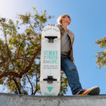 Jesus "I am the Way"  Skateboard<br><div class="desc">Christian Skateboard with the biblical verse from John 14:6 Jesus told him, “I am the way, the truth, and the life. No one can come to the Father except through me". The verses are in blue pastel colours and in mixed calligraphy & minimalist typography. This trendy, modern faith design is...</div>