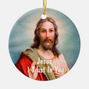 Jesus I Trust in You Ceramic Tree Decoration