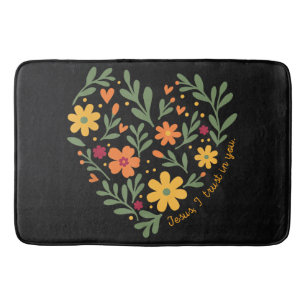 Jesus I Trust in You Heart Flowers Women Girls Chr Bath Mat