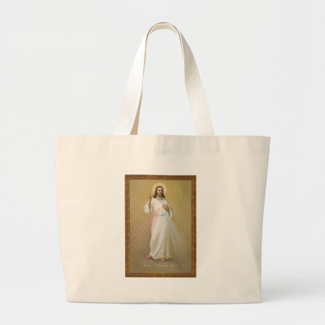 Jesus I Trust In You Large Tote Bag (Front)