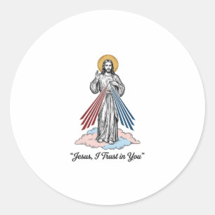 Jesus I Trust in You Vintage Engraving Shirt Desig Classic Round Sticker