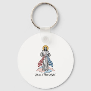 Jesus I Trust in You Vintage Engraving Shirt Desig Key Ring