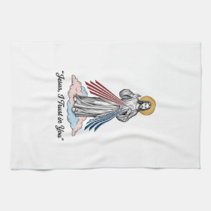 Jesus I Trust in You Vintage Engraving Shirt Desig Tea Towel