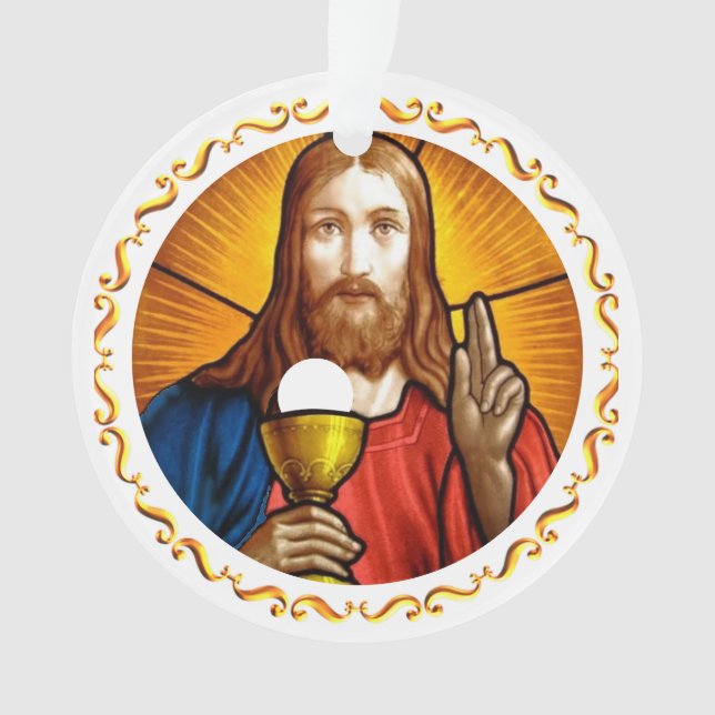 Jesus Image with Golden Frame Ornament (Front)