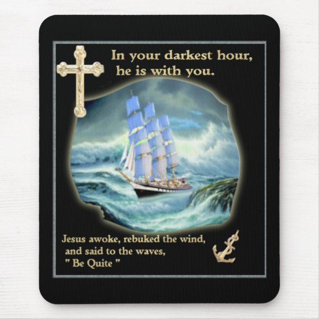 jesus in a storm mouse mat (Front)