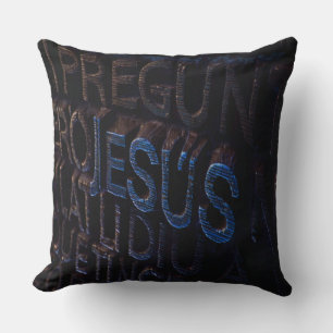 Jesus in Blue Stone Christian God Love Cushion