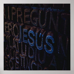 Jesus in Blue Stone Christian God Love Poster