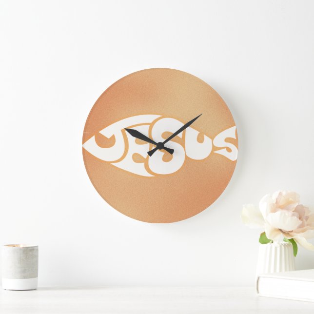 "Jesus" in Fish Shape Christian Pastor gift Large Clock (Home)