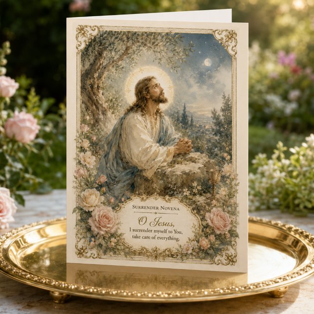 Jesus in Gethsemane Surrender Prayer Catholic Holy Tri-Fold Card (Creator Uploaded)