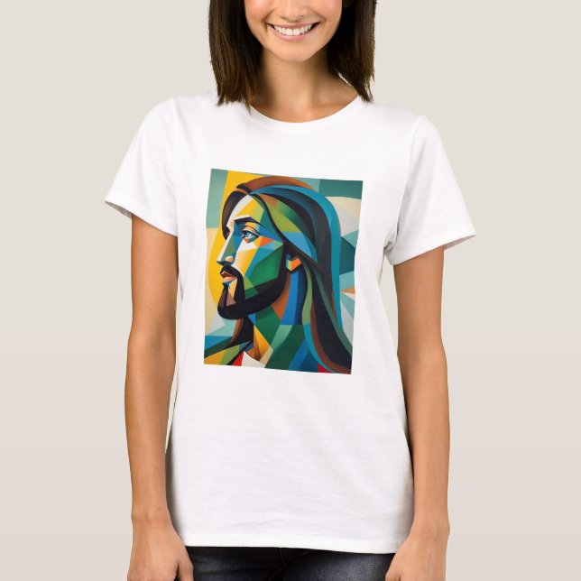 Jesus in green cubism 6 T-Shirt (Front)