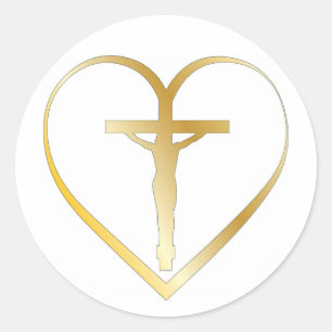 Jesus in heart classic round sticker