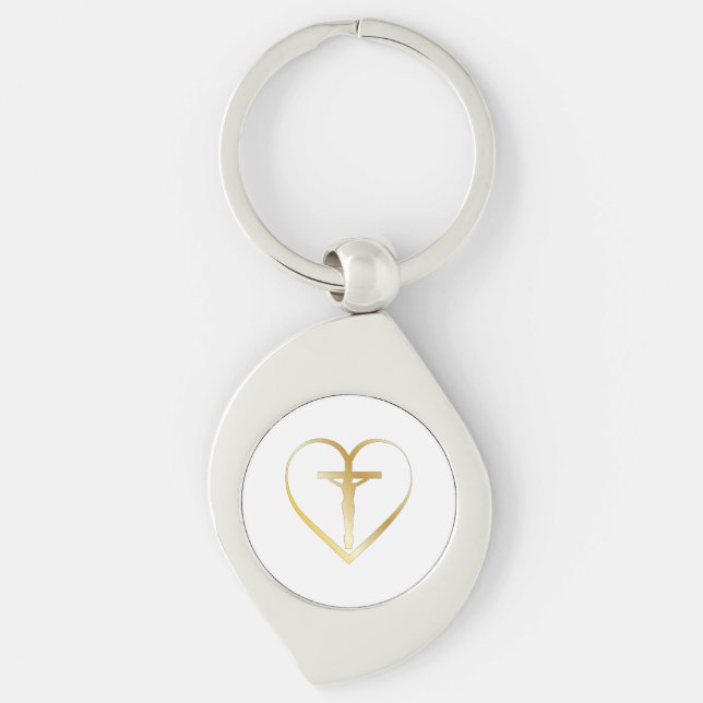 Jesus in heart key ring (Front)