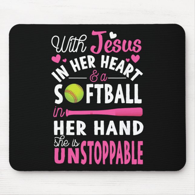Jesus In Her Heart Softll Hand Funny Pitcher Gift  Mouse Mat (Front)