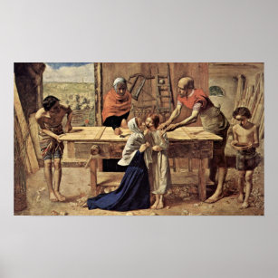 Jesus in house of his parents by John Millais Poster