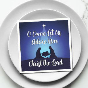 Jesus in Manger Religious Christmas Nativity Scene Napkin