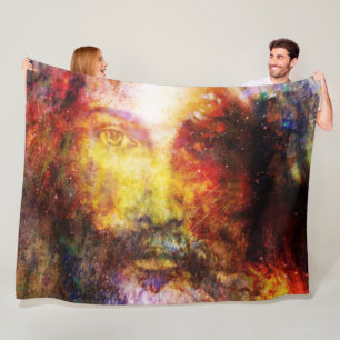 JESUS IN MULTI COLOR FLEECE BLANKET