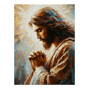 Jesus in Prayer Acrylic Style Art Poster