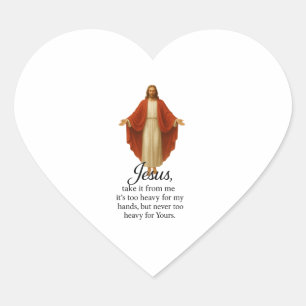 Jesus in Red and White Heart Sticker