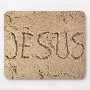 Jesus in sand mouse mat