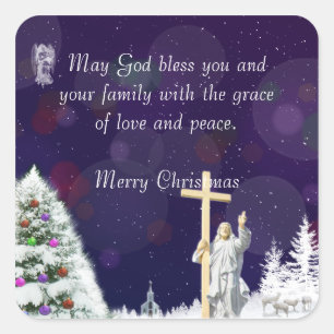 Jesus in Snow Square Sticker