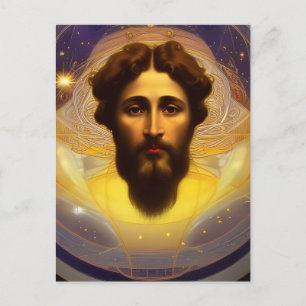 Jesus in the Cosmos by Mucha AI Generated Art  Postcard