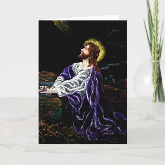 Jesus in the Garden of Gethsemane Easter Card (Front)