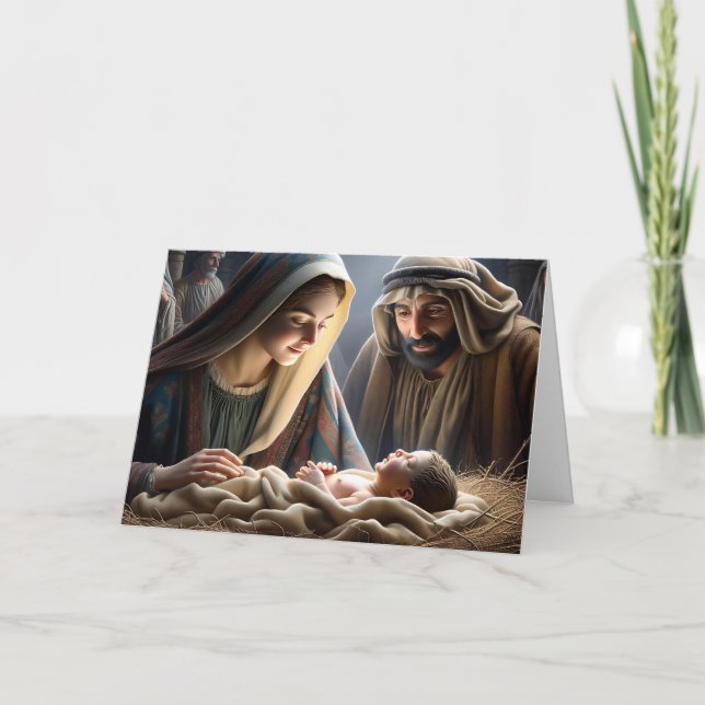 Jesus in the Manger | Religious Christmas Card (Front)