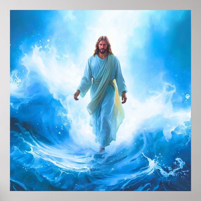 Jesus In The ocean Poster Print (Front)