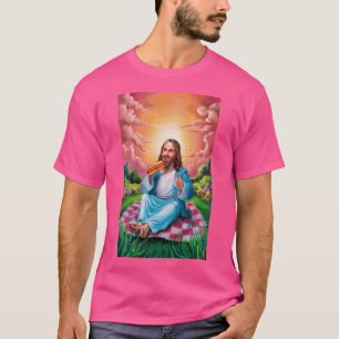 Jesus In The Park Enjoying A Hot Dog T-Shirt