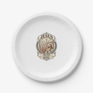 Jesus Incense Prayer Rising Jesus Incense Prayer R Paper Plate