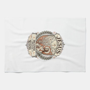 Jesus Incense Prayer Rising Jesus Incense Prayer R Tea Towel