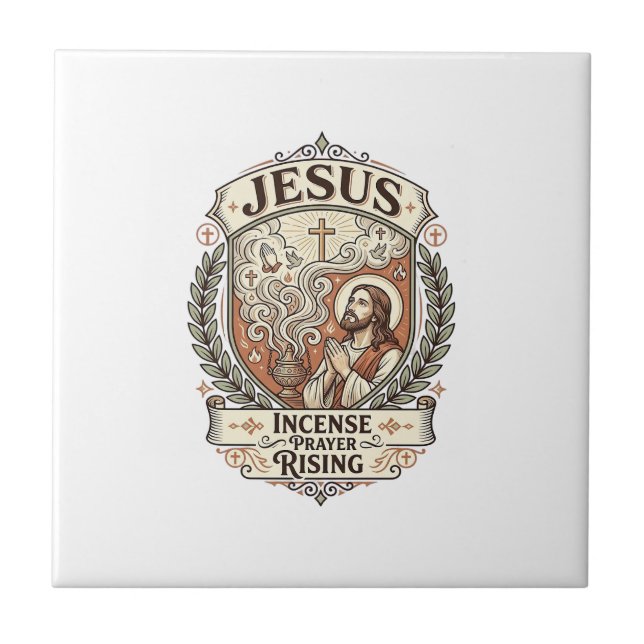 Jesus Incense Prayer Rising Jesus Incense Prayer R Tile (Front)