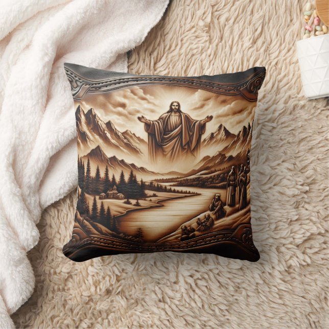 Jesus Inspires Peace Among Mountains and Rivers Cushion (Blanket)