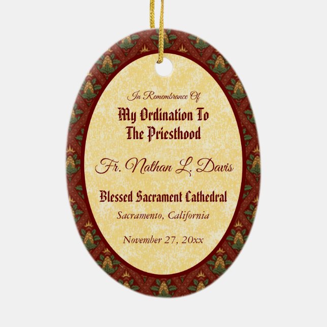 Jesus Instituting the Eucharist (SAU 045) Ceramic Tree Decoration (Back)